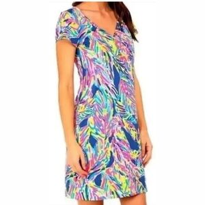 Lilly Pulitzer Size Medium Dress Indigo Palm Reader Print
